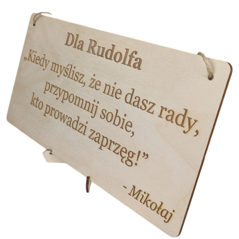Tabliczka grawer "Motywator" - 30x15 cm - Drewniana na prezent z gratisem