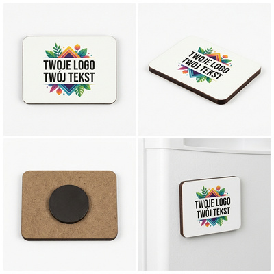 Personalizowany magnes na lodówkę z Twoim logo UV na białym HDF