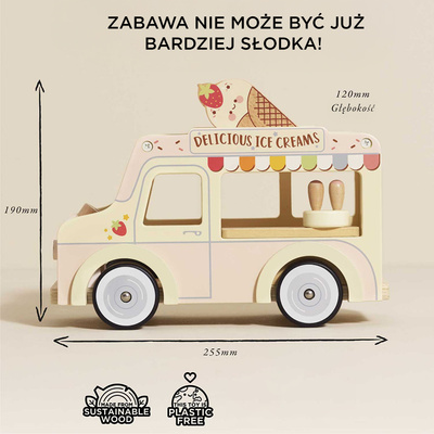 Drewniany samochód retro lodziarnia Dolly, zabawka dla dzieci, Le Toy Van