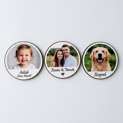 Magnes na Lodówkę Koło z Twoim Zdjęciem Personalizowany Druk UV HDF 7 cm