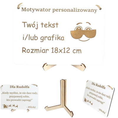Tabliczka grawer "Motywator" - 18x12 cm - Biała na prezent z gratisem
