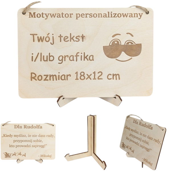 Tabliczka grawer "Motywator" - 18x12 cm - Drewniana na prezent z gratisem
