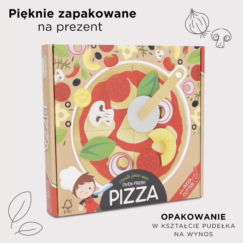 Drewniana pizza zabawka dla dzieci, odgrywanie ról, gotowanie, Le Toy Van