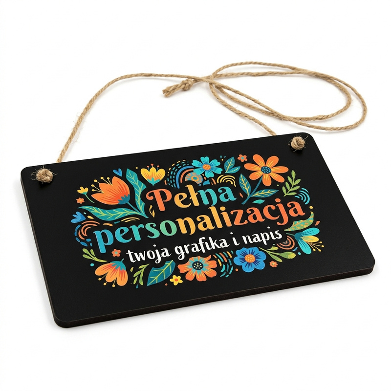 Czarna tabliczka motywacyjna 25x15 cm z Twoim napisem lub logo – personalizowany motywator HDF