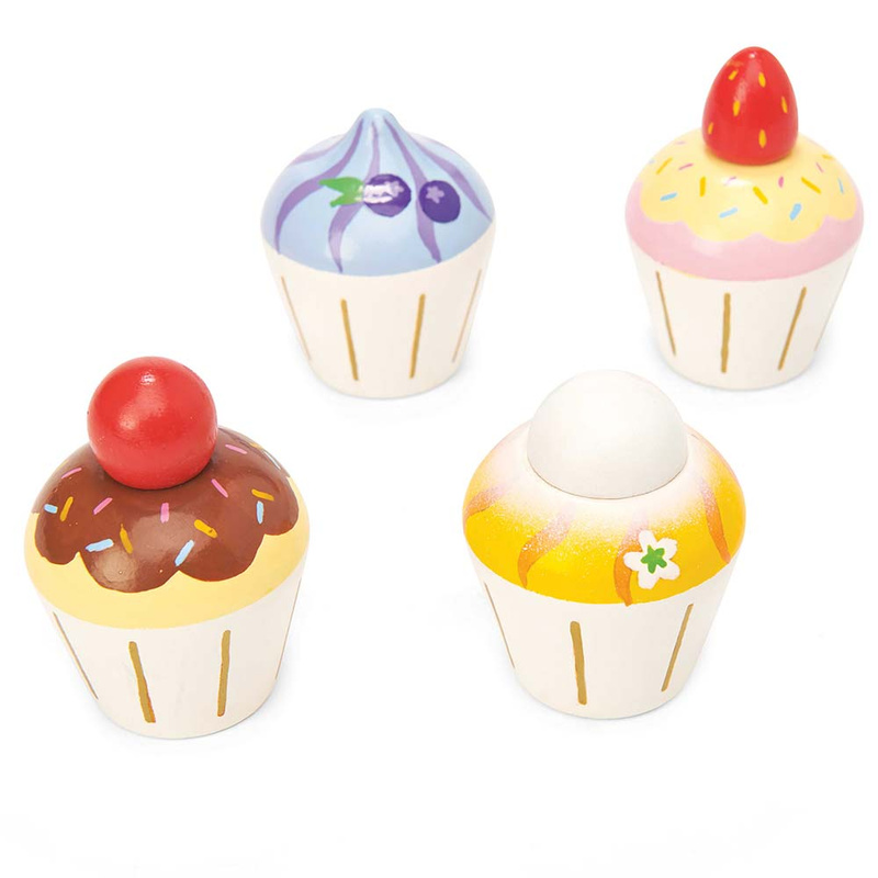 Drewniane muffinki zestaw, babeczki, zabawka gotowanie cukiernia Le Toy Van