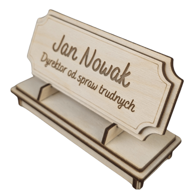 Tabliczka na biurko  - Personalizowana - "Znak Jarla" Naturalne drewno
