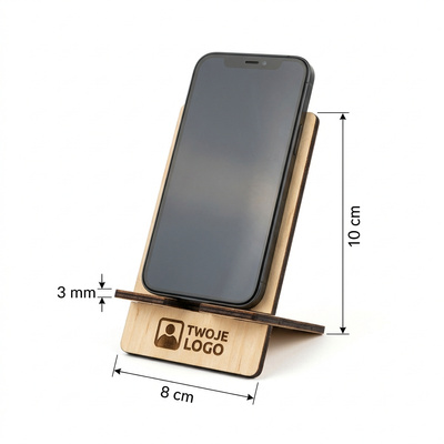 Drewniana podstawka pod telefon z Twoim logo personalizowana – grawer