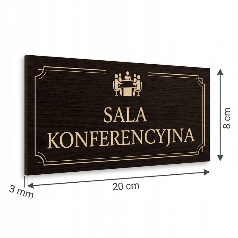 Elegancka Tabliczka Drzwiowa Wenge Personalizowana do Gabinetu i Kancelarii 20x8 cm