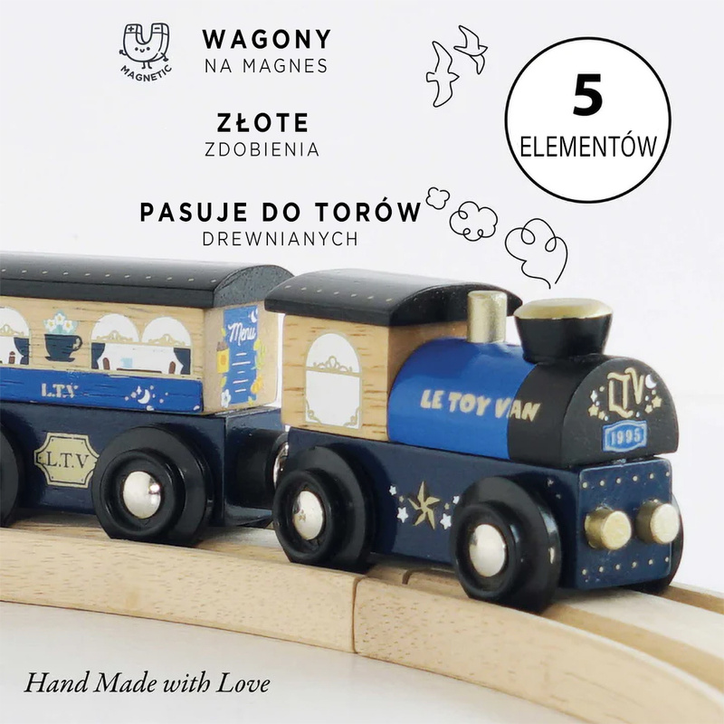 Drewniany pociąg Twilight zestaw z wagonami, zabawka dla dzieci, Le Toy Van