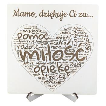 Biała tabliczka z sercem - w pełni personalizowana - kwadratowa