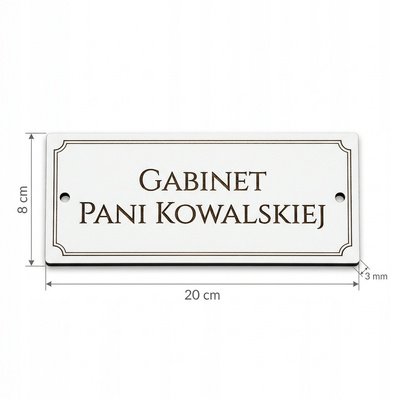 Biała Tabliczka na Drzwi do Gabinetu Nauczyciela z Twoim Napisem – HDF 20x8 cm