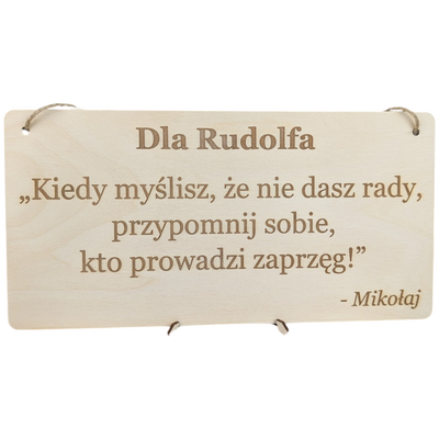 Tabliczka grawer "Motywator" - 30x15 cm - Drewniana na prezent z gratisem
