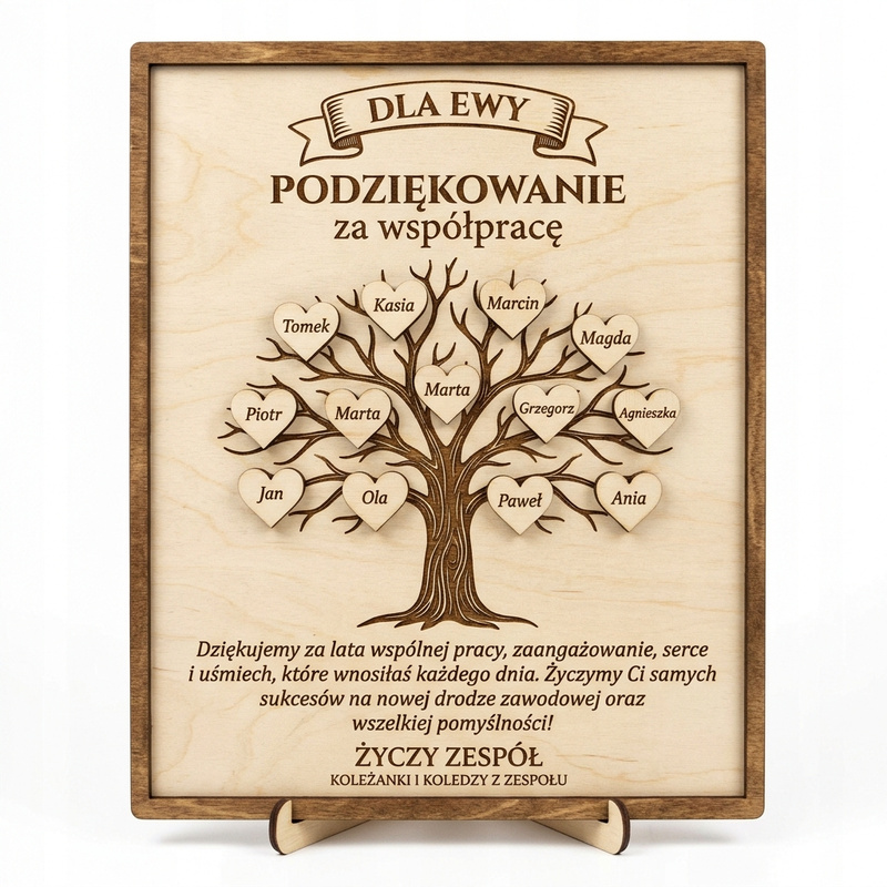 Personalizowana tabliczka podziękowanie za współpracę z Twoim grawerem – Drewno