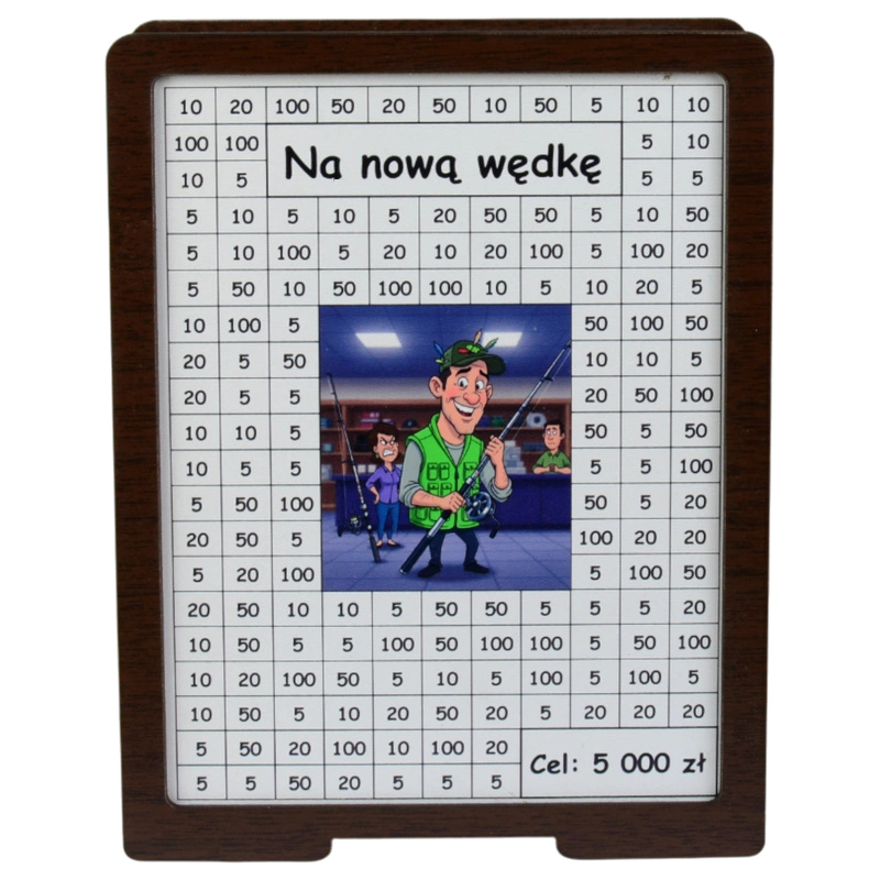 Skarbonka wykreślana – z Twoją grafiką, dowolny cel – Wenge