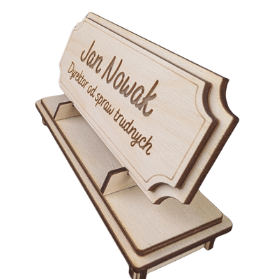 Tabliczka na biurko  - Personalizowana - "Znak Jarla" Naturalne drewno