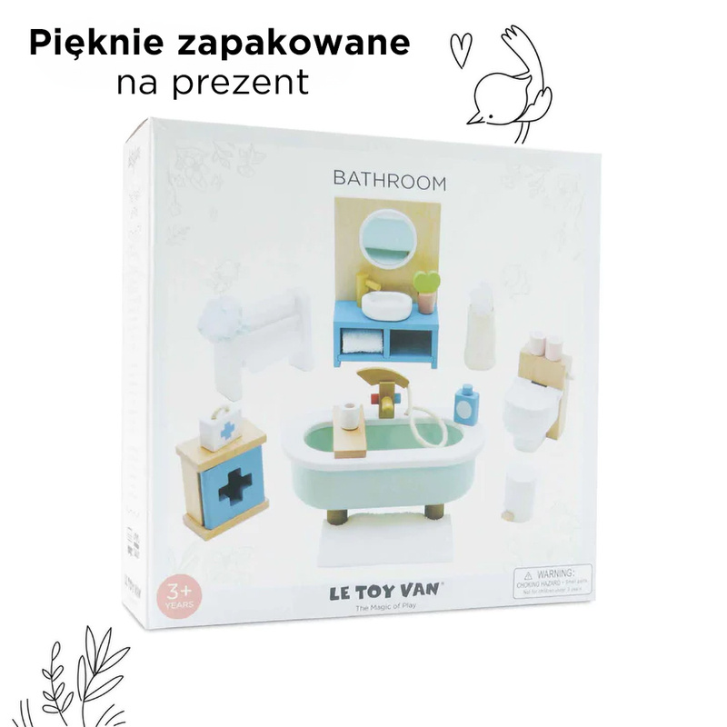 Drewniane mebelki do domku dla lalek łazienka Daisylane, zestaw Le Toy Van