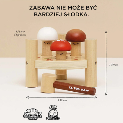 Drewniana przebijanka z grzybkami zabawka edukacyjna dla dzieci Le Toy Van