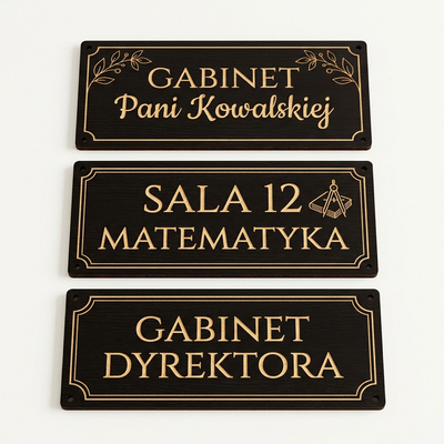 Elegancka tabliczka na drzwi z Twoim imieniem Gabinet Nauczyciela – HDF wenge