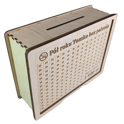 Moneybox to cross out with a pane of glass. Full customization. Tracker 