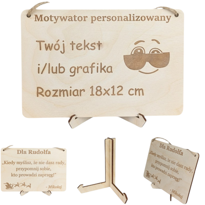 Tabliczka grawer "Motywator" - 18x12 cm - Drewniana na prezent z gratisem