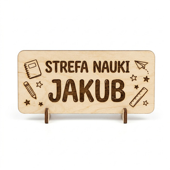 Personalizowana tabliczka na biurko ucznia z Twoim imieniem Drewniany Wiking