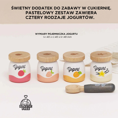 Drewniane jedzenie jogurty do zabawy akcesoria kuchenne, zabawka Le Toy Van