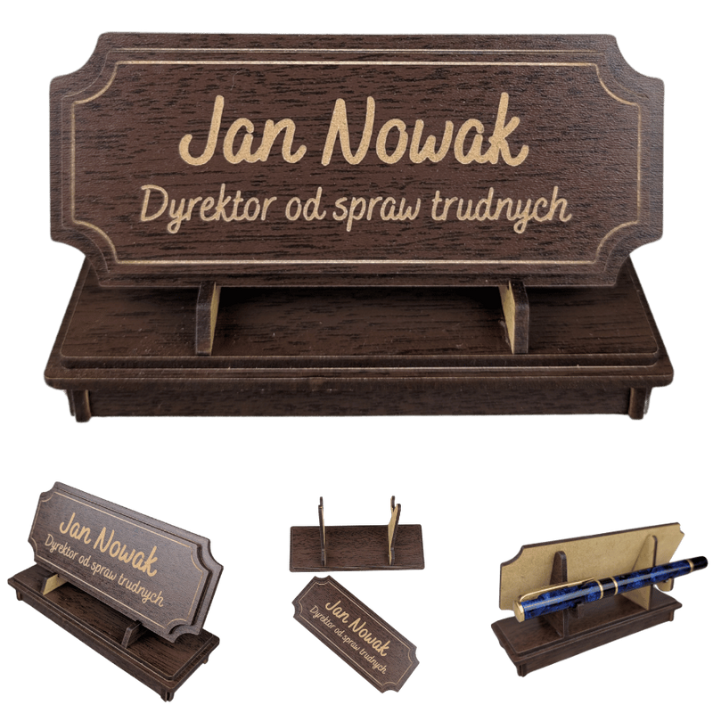 Tabliczka na biurko  - Personalizowana - "Znak Jarla" Wenge