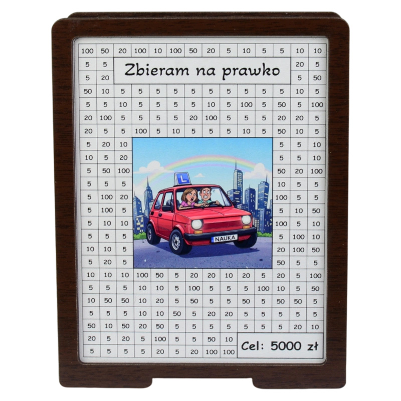 Skarbonka wykreślana – z Twoją grafiką, dowolny cel – Wenge