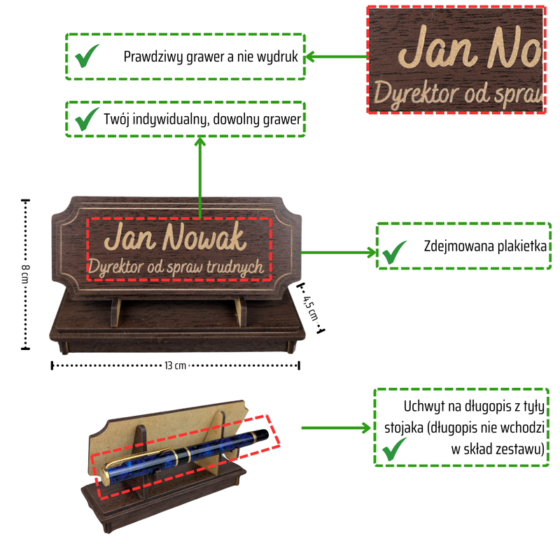 Tabliczka na biurko  - Personalizowana - "Znak Jarla" Wenge