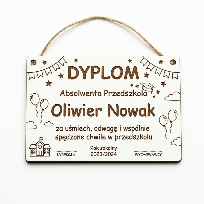 Personalizowany Dyplom Absolwent Przedszkola z Twoim Imieniem – Biały HDF