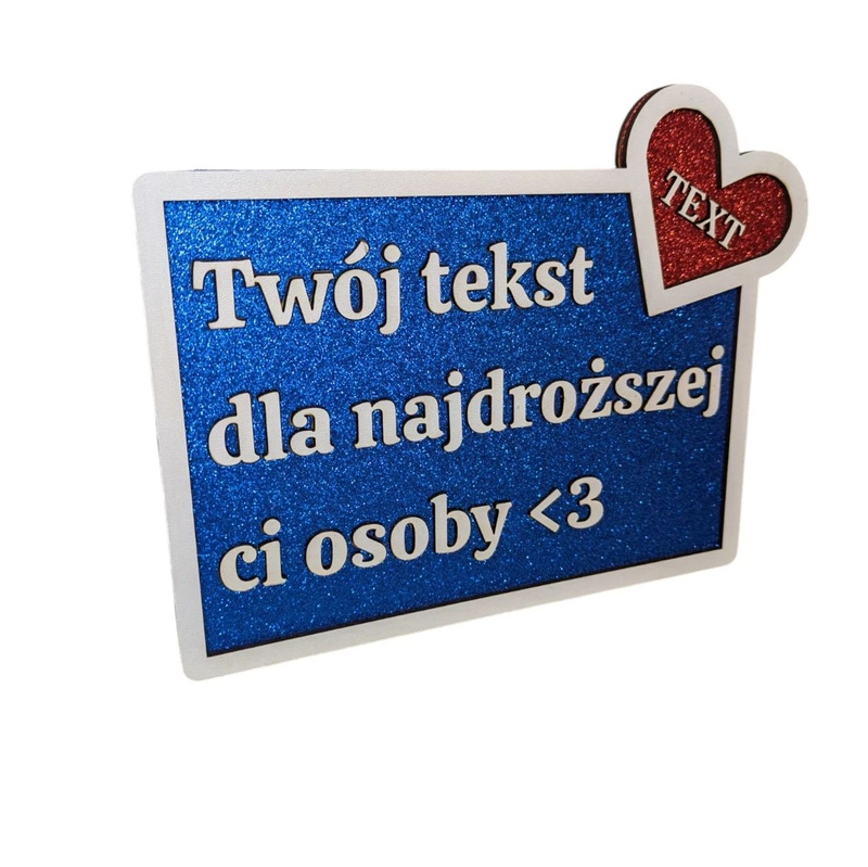 Tabliczka personalizowana brokat niebieska upominek baby shower