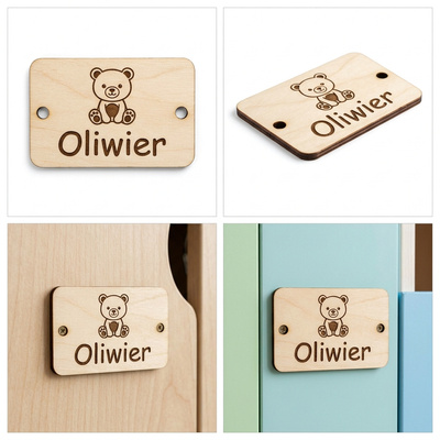 Personalizowana plakietka na szafkę do szatni – wzór Miś z imieniem