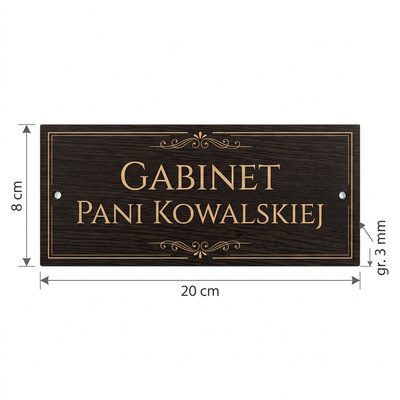 Elegancka tabliczka na drzwi z Twoim imieniem Gabinet Nauczyciela – HDF wenge