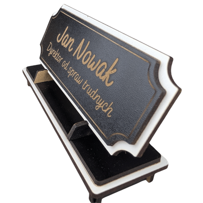 Tabliczka na biurko  - Personalizowana - "Znak Jarla" Czarno-biała