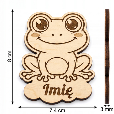 Magnes na lodówkę z imieniem dziecka „Żabka” — 8 cm