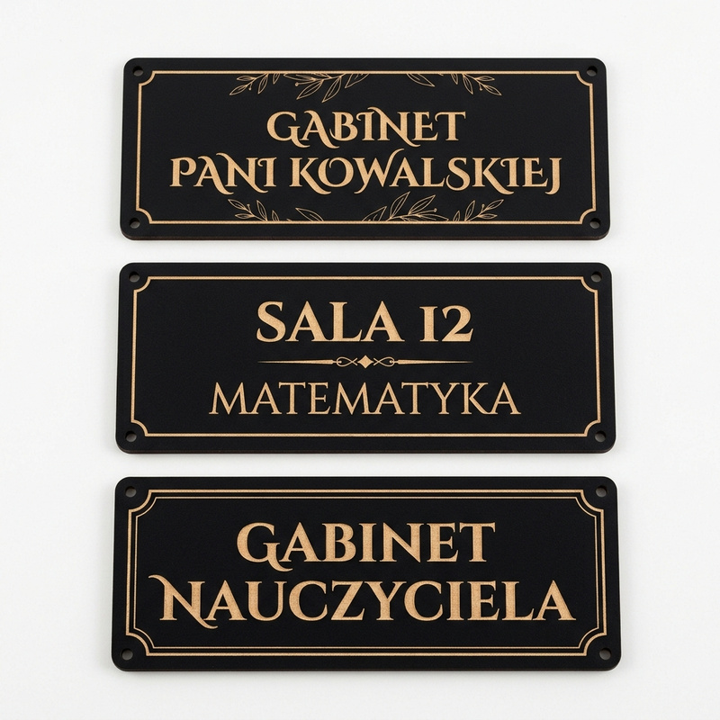 Personalizowana tabliczka na drzwi Gabinet Nauczyciela z Twoim napisem – HDF czarny