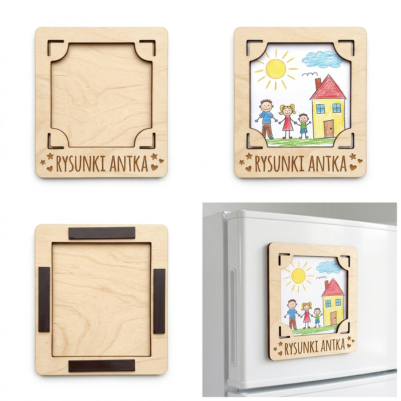 Personalizowany magnes ramka na rysunek dziecka z Twoim imieniem na lodówkę