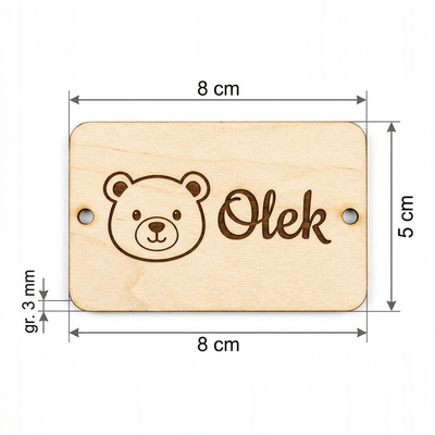 Personalizowana plakietka na szafkę do szatni – wzór Miś z imieniem