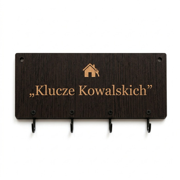 Personalizowany wieszak na klucze HDF wenge z Twoim napisem