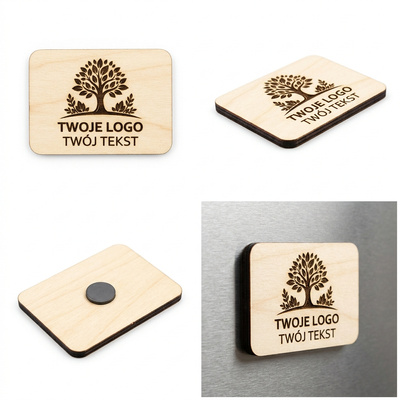 Drewniany magnes z Twoim logo personalizowany grawerem 7x5 cm