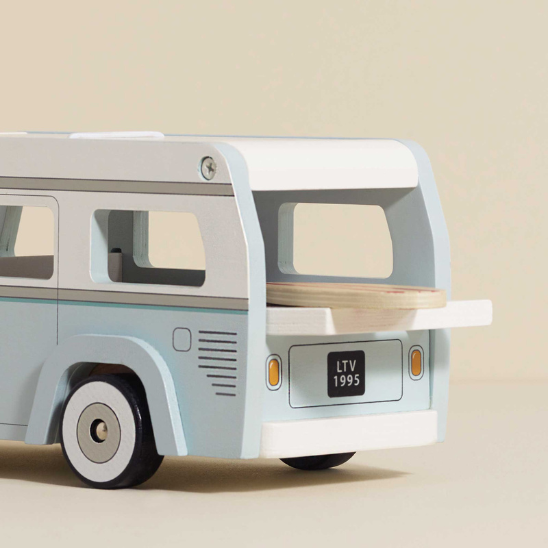 Drewniany kamper retro, wakacyjny samochód, zabawka dla dzieci, Le Toy Van