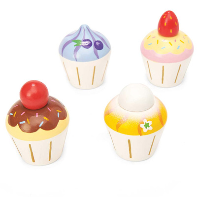 Drewniane muffinki zestaw, babeczki, zabawka gotowanie cukiernia Le Toy Van