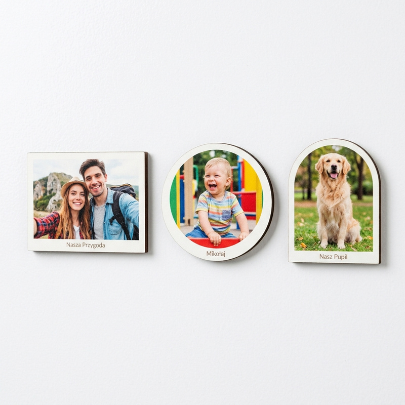 Personalizowany magnes na lodówkę ze zdjęciem 7x5 cm – Drewniany Wiking