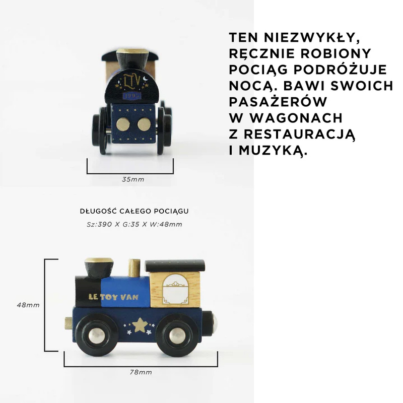 Drewniany pociąg Twilight zestaw z wagonami, zabawka dla dzieci, Le Toy Van