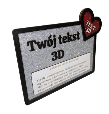 Dedication plaque with glitter silver gift gift 