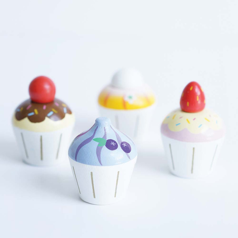 Drewniane muffinki zestaw, babeczki, zabawka gotowanie cukiernia Le Toy Van