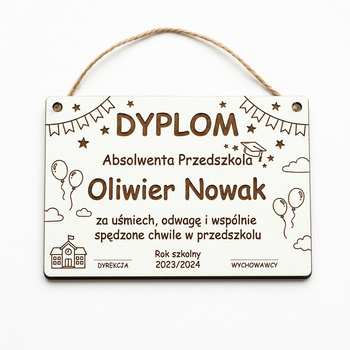 Personalizowany Dyplom Absolwent Przedszkola z Twoim Imieniem – Biały HDF