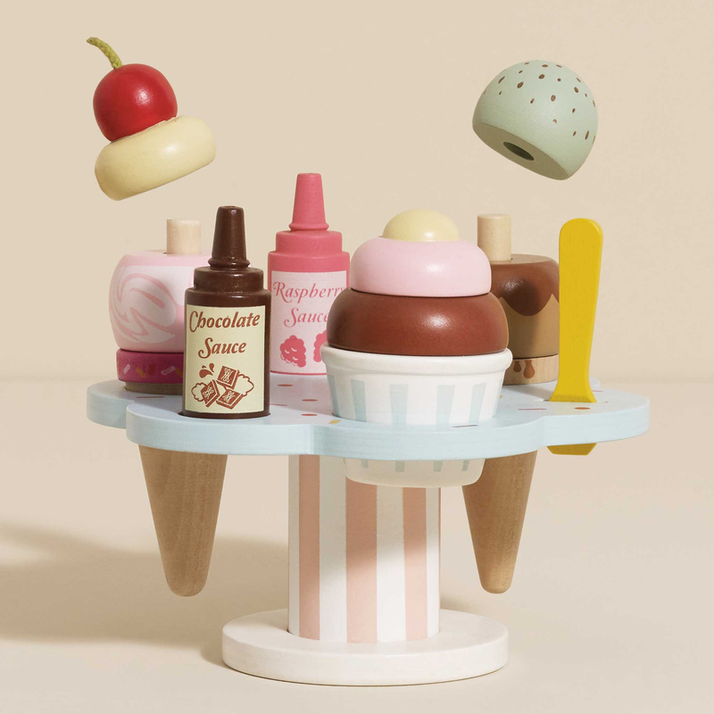 Drewniane lody rożki zestaw Carlo's Gelato, zabawka, lodziarnia, Le Toy Van