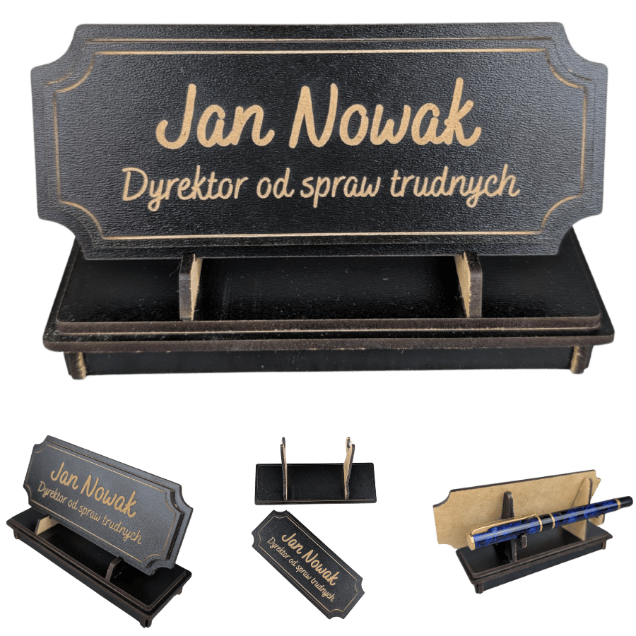 Tabliczka na biurko - Personalizowana - "Znak Jarla" Czarna