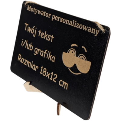 Tabliczka grawer "Motywator" - 18x12 cm - Czarna na prezent z gratisem